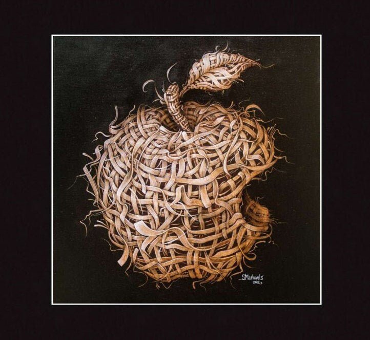 Apple IX 20" Original Modern art by S. Lee Mark Network Stil life oil painting Fruit art Fruit still life Fruit painting Apple art